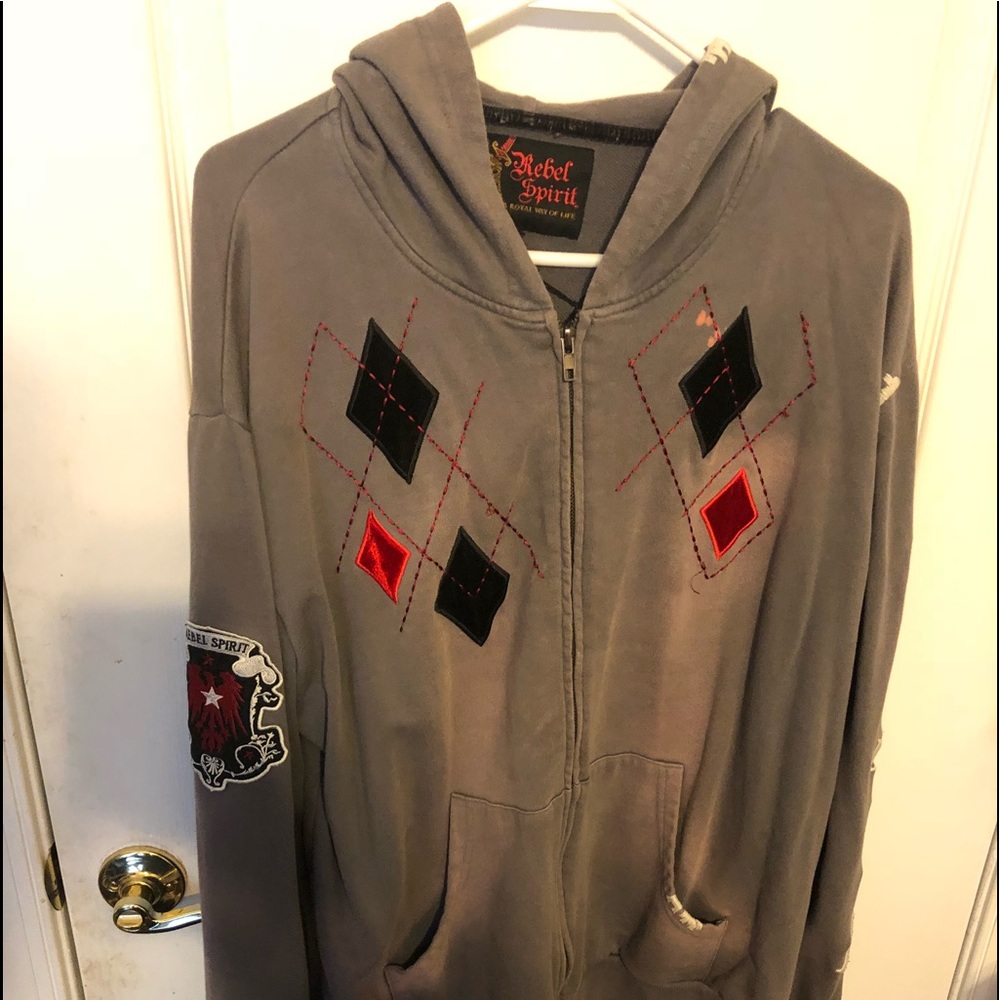 Rebel spirit mens denim lightweight zip up hoodie